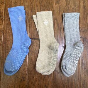 Bombas Women's Gripper Calf Sock 3-Pack in Blue Grey Mix - Size M